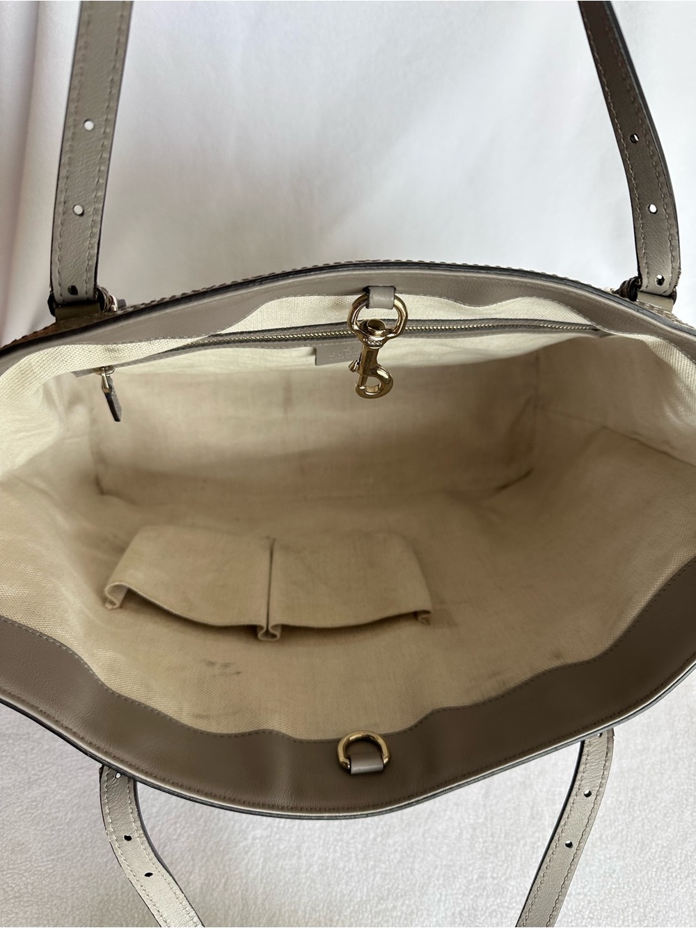 Gucci Patent Monogram Tote in Taupe - Picture 6 of 8